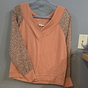 V-Neck Floral Sleeve Women's Sweatshirt